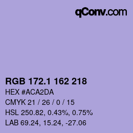 カラーコード: RGB 172.1 162 218 | qconv.com