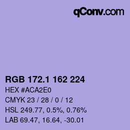 カラーコード: RGB 172.1 162 224 | qconv.com