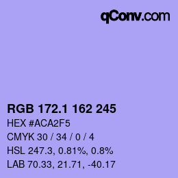 カラーコード: RGB 172.1 162 245 | qconv.com