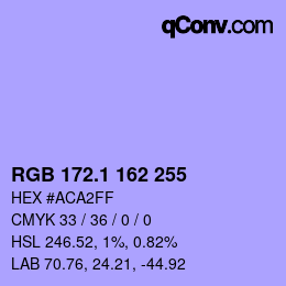 カラーコード: RGB 172.1 162 255 | qconv.com