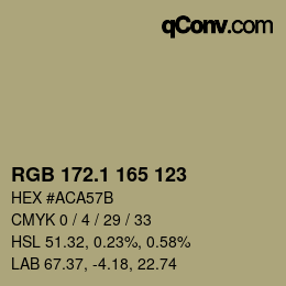 カラーコード: RGB 172.1 165 123 | qconv.com