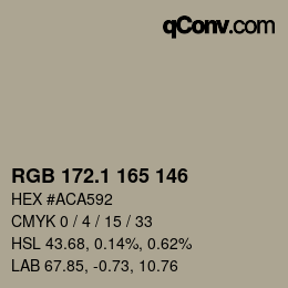 カラーコード: RGB 172.1 165 146 | qconv.com