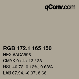 カラーコード: RGB 172.1 165 150 | qconv.com