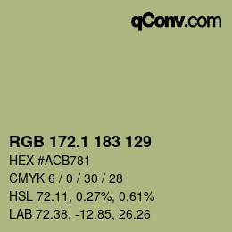 Color code: RGB 172.1 183 129 | qconv.com