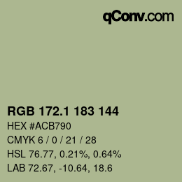 カラーコード: RGB 172.1 183 144 | qconv.com