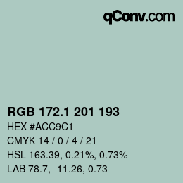 Color code: RGB 172.1 201 193 | qconv.com