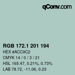 カラーコード: RGB 172.1 201 194 | qconv.com