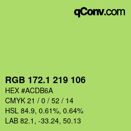 カラーコード: RGB 172.1 219 106 | qconv.com