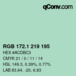 Color code: RGB 172.1 219 195 | qconv.com