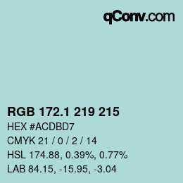 Color code: RGB 172.1 219 215 | qconv.com