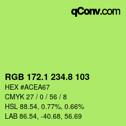 カラーコード: RGB 172.1 234.8 103 | qconv.com