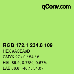 カラーコード: RGB 172.1 234.8 109 | qconv.com