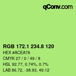カラーコード: RGB 172.1 234.8 120 | qconv.com