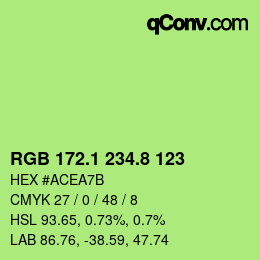 カラーコード: RGB 172.1 234.8 123 | qconv.com