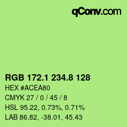 カラーコード: RGB 172.1 234.8 128 | qconv.com