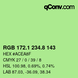 カラーコード: RGB 172.1 234.8 143 | qconv.com
