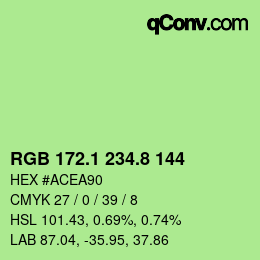 カラーコード: RGB 172.1 234.8 144 | qconv.com