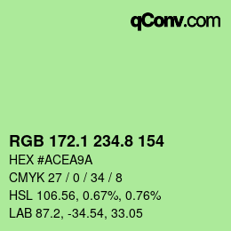 カラーコード: RGB 172.1 234.8 154 | qconv.com