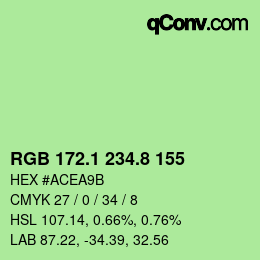 カラーコード: RGB 172.1 234.8 155 | qconv.com