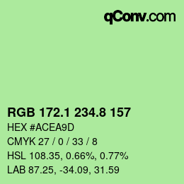 カラーコード: RGB 172.1 234.8 157 | qconv.com