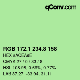 カラーコード: RGB 172.1 234.8 158 | qconv.com