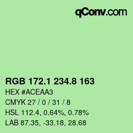 カラーコード: RGB 172.1 234.8 163 | qconv.com