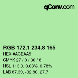 カラーコード: RGB 172.1 234.8 165 | qconv.com