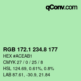 カラーコード: RGB 172.1 234.8 177 | qconv.com