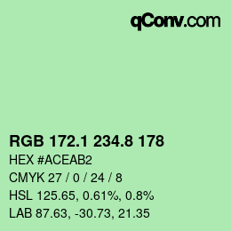 カラーコード: RGB 172.1 234.8 178 | qconv.com
