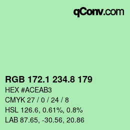 カラーコード: RGB 172.1 234.8 179 | qconv.com
