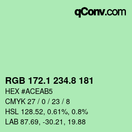 Color code: RGB 172.1 234.8 181 | qconv.com