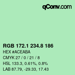 Color code: RGB 172.1 234.8 186 | qconv.com