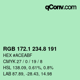 Color code: RGB 172.1 234.8 191 | qconv.com