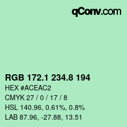 カラーコード: RGB 172.1 234.8 194 | qconv.com