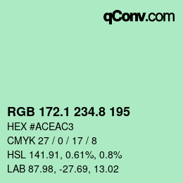 Color code: RGB 172.1 234.8 195 | qconv.com
