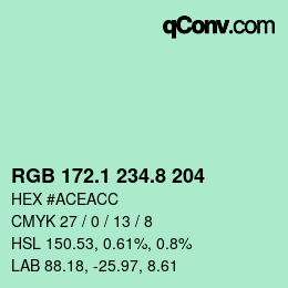 カラーコード: RGB 172.1 234.8 204 | qconv.com
