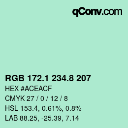 カラーコード: RGB 172.1 234.8 207 | qconv.com