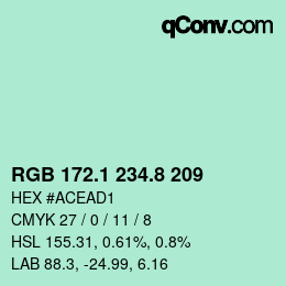 カラーコード: RGB 172.1 234.8 209 | qconv.com