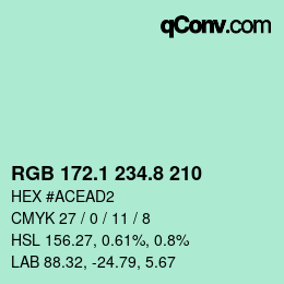 Farbcode: RGB 172.1 234.8 210 | qconv.com