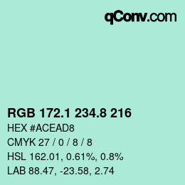 カラーコード: RGB 172.1 234.8 216 | qconv.com