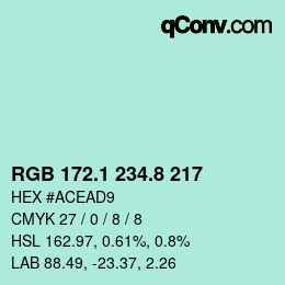 カラーコード: RGB 172.1 234.8 217 | qconv.com