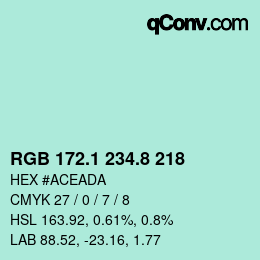 カラーコード: RGB 172.1 234.8 218 | qconv.com
