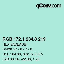 Color code: RGB 172.1 234.8 219 | qconv.com