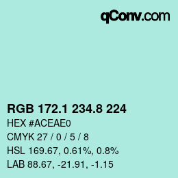 Color code: RGB 172.1 234.8 224 | qconv.com