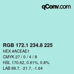 Color code: RGB 172.1 234.8 225 | qconv.com