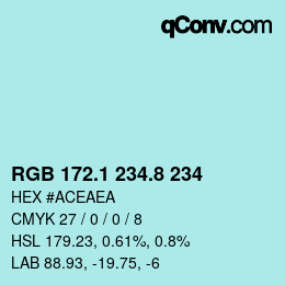 Color code: RGB 172.1 234.8 234 | qconv.com