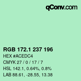 カラーコード: RGB 172.1 237 196 | qconv.com
