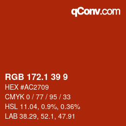 カラーコード: RGB 172.1 39 9 | qconv.com