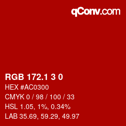カラーコード: RGB 172.1 3 0 | qconv.com