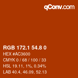 Color code: RGB 172.1 54.8 0 | qconv.com